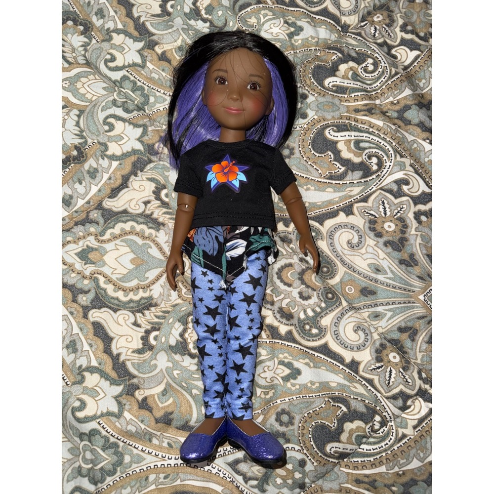Ruby Red Fashion Friends Maya 14.5 inch Doll Purple Black Hair Star Leggings